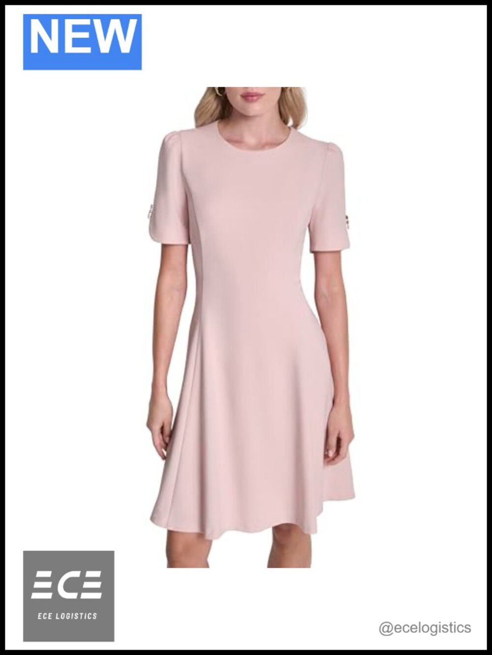 Fit and Flare Short Sleeve Button Dress